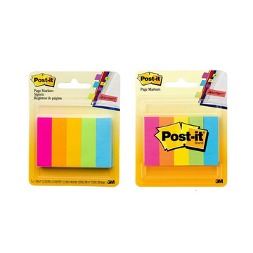 3 Pack x Post-It Page Markers - 5 Assorted Fluorescent Colours